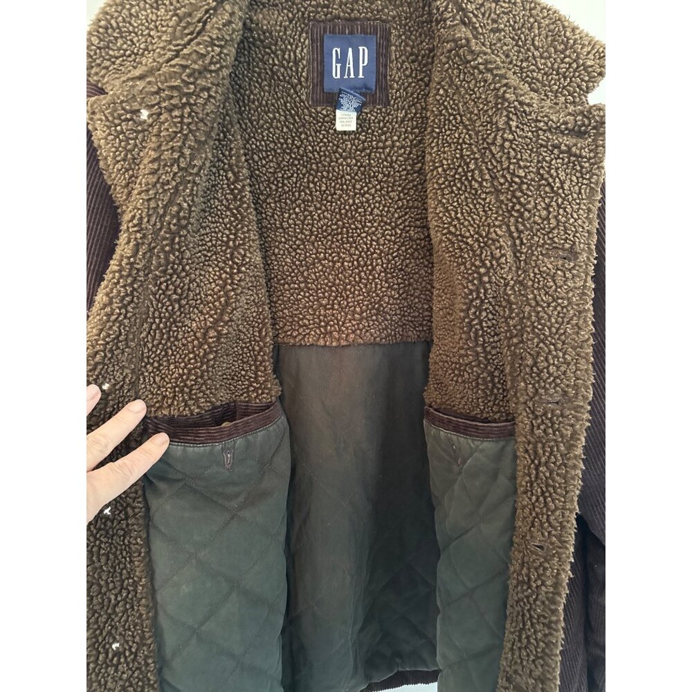 Vintage Y2K Brown Corduroy Fleece Lined Button Down Trucker Jacket Men's Large - Picture 7 of 9